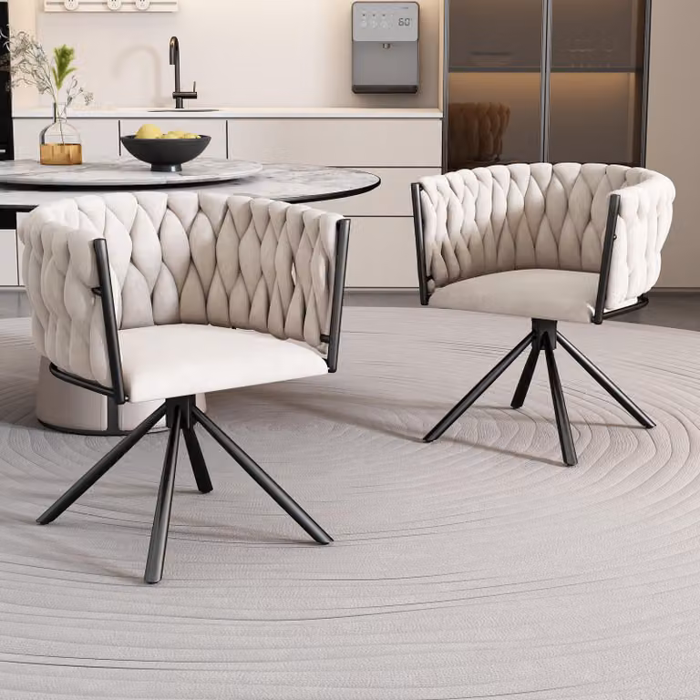 STILVORA Sedia da pranzo, set da 2, sedia girevole per il tempo libero con quattro gambe di supporto in metallo, funzione girevole a 360°, per soggiorno e camera da letto, velluto