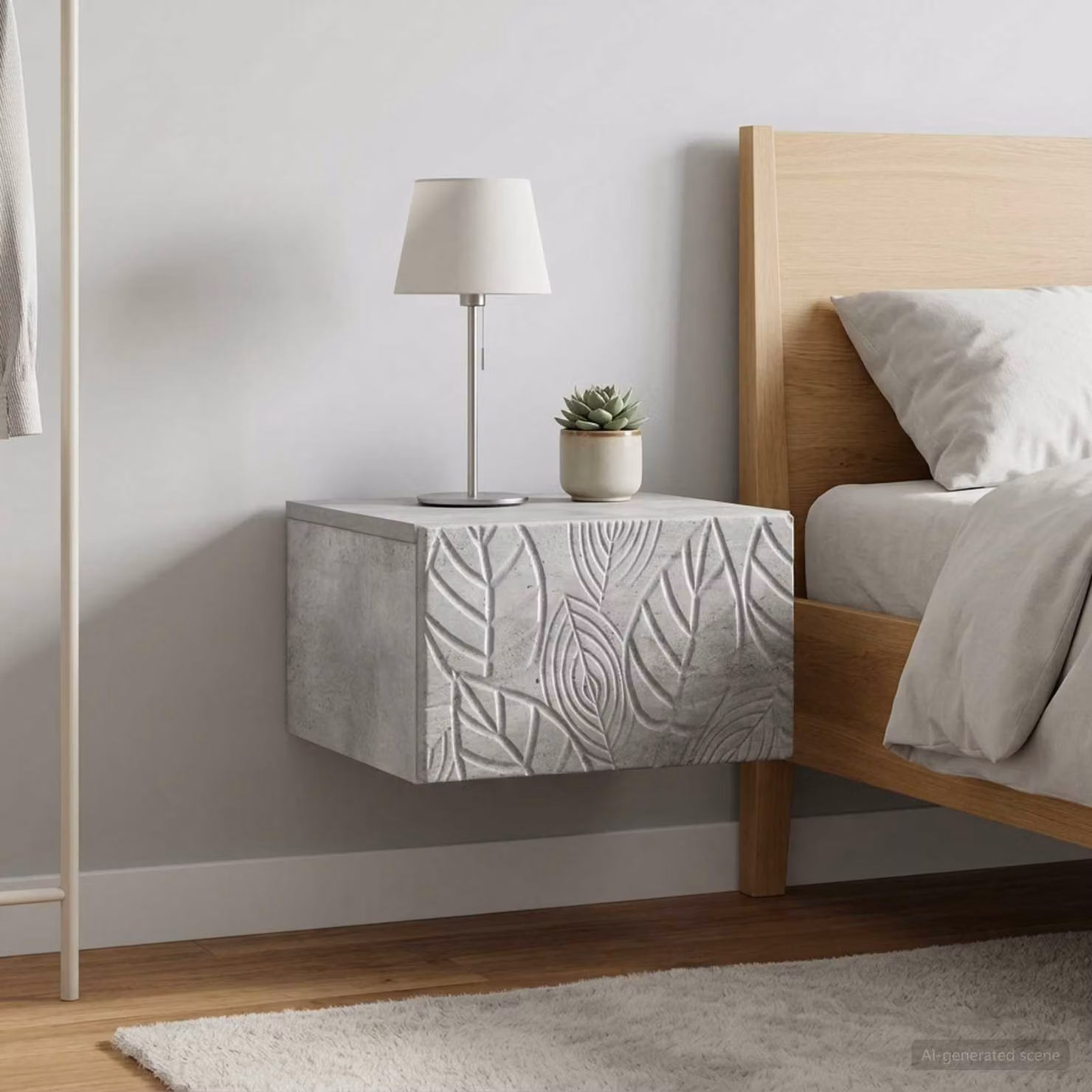 Set di 2 comodini sospesi vidaXL in stile moderno, colore Grigio Cemento, L 49 x P 34,5 x H 20 cm