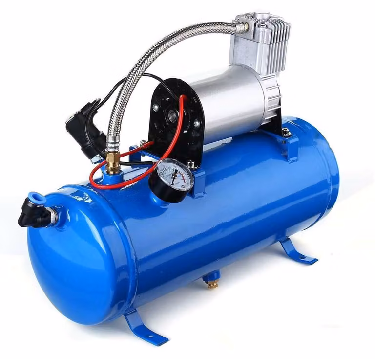 Compressore ad aria compressa, 12 V, 150 psi, 8 bar, 6 litri, per trombe di segnalazione, gonfiaggio, lavori di verniciatura e altro ancora.