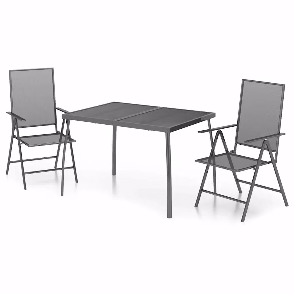 Set da pranzo da giardino VIDAXL in acciaio antracite opaco composto da 3 pezzi – 2