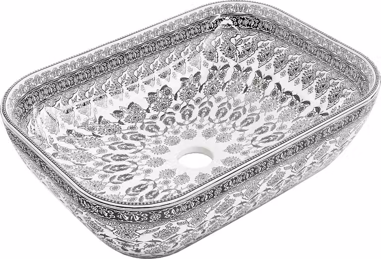 Mexen Rita lavabo da appoggio 45 x 32 cm, bianco/motivo nero - 21084586