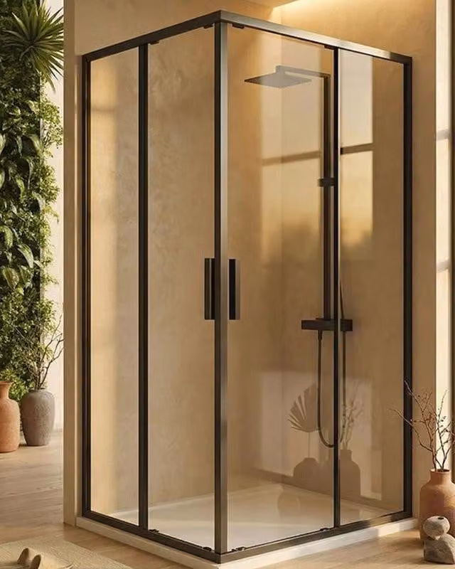 Box doccia 80x100 Rio doppio scorrevole vetro 6 mm trasparente H 195 nero