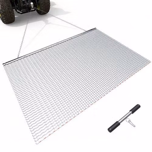 Erpice a catena VEVOR in acciaio zincato argento per campi e prati, L: 201 cm, P: 122 cm