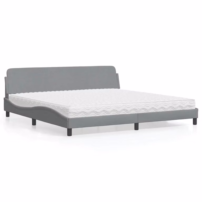 Letto con Materasso Dover vidaXL in Tessuto Grigio Chiaro e Bianco L/P/H: 200 x 200 x 74,5 cm