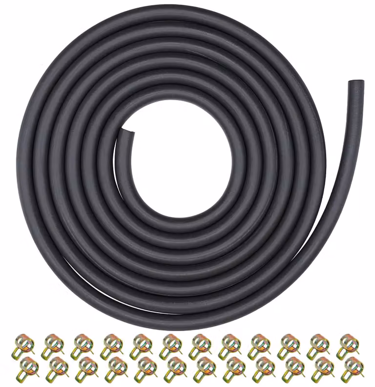 Tubo di carburante nero con fascette, lunghezza 2,4 metri