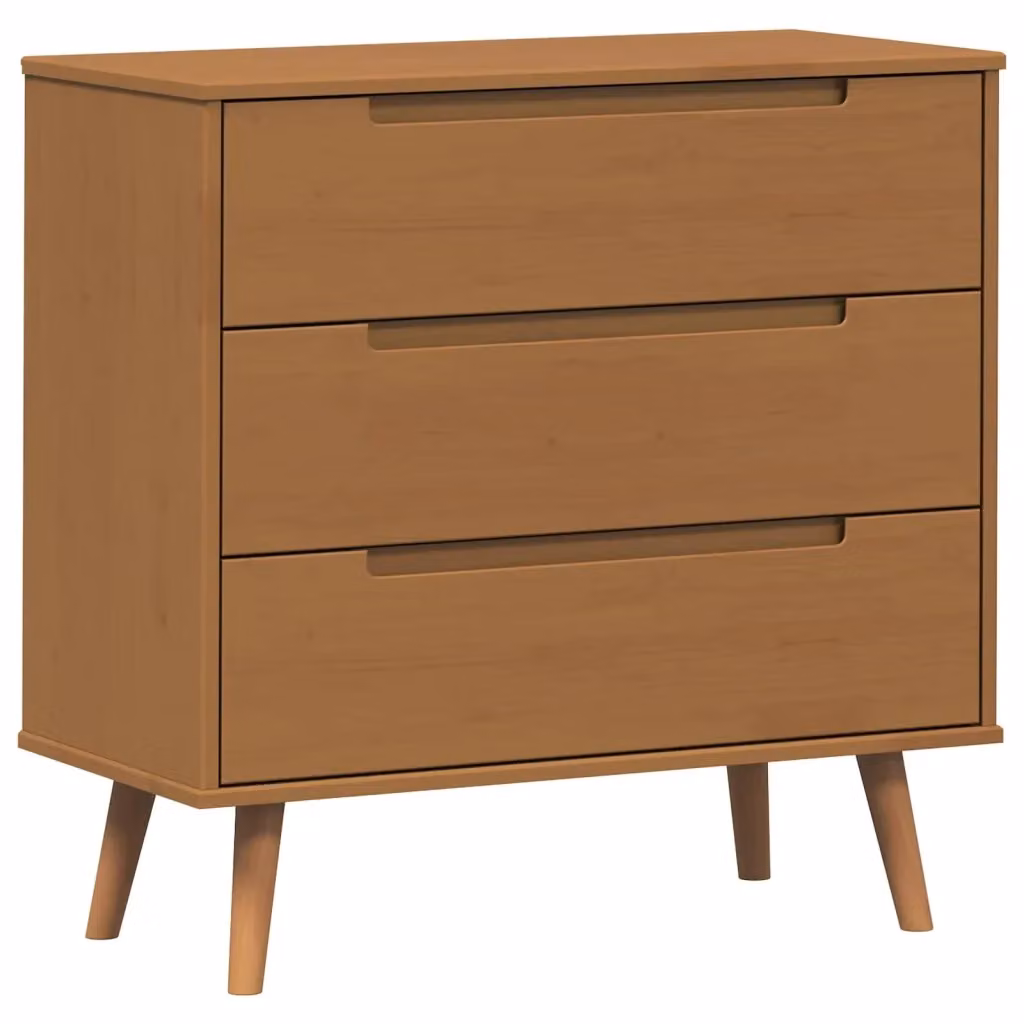 Cassettiera MOLDE vidaXL in legno di pino, colore marrone, L 80 cm x P 40 cm x H 80 cm – 2
