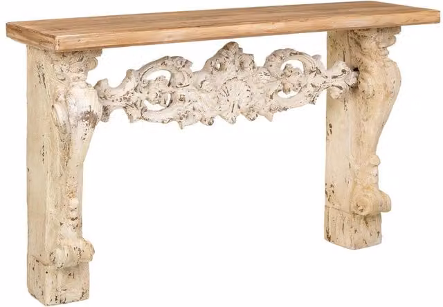 Mobile da ingresso in legno e magnesio Beige 146x32x90h cm