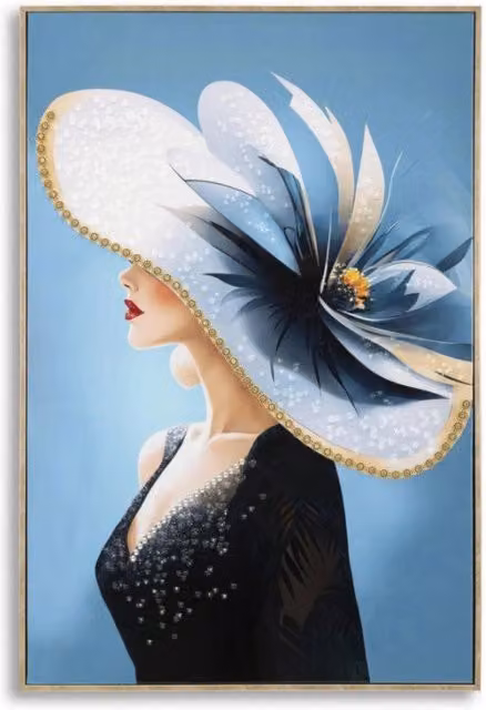 Dipinto Su Tela Laccato Dori Con Cornice -b- cm 62x4x92