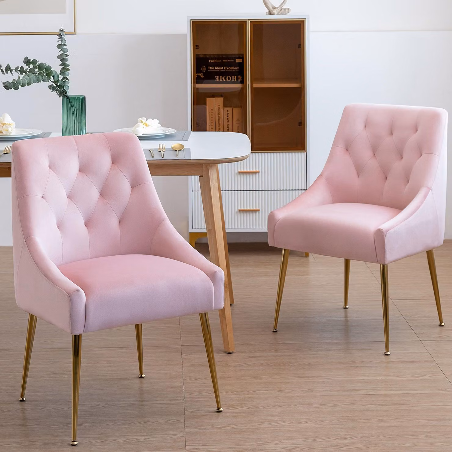 Sedia da pranzo Roze - Set di sedie da pranzo - Sedia in velluto - Sedia di design - Sedia moderna - Rivestimento in velluto morbido