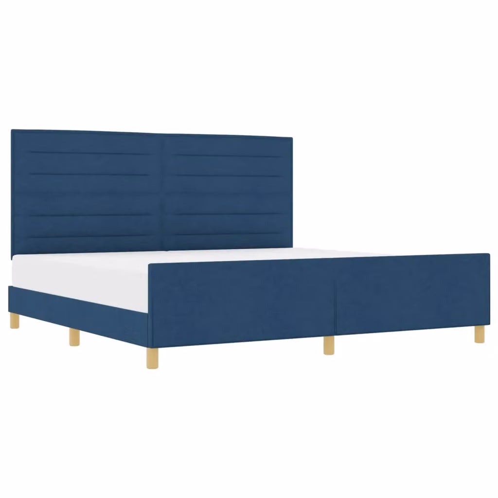 Letto imbottito con testiera vidaXL in tessuto blu L/P/H: 200 x 200 x 128 cm – 2