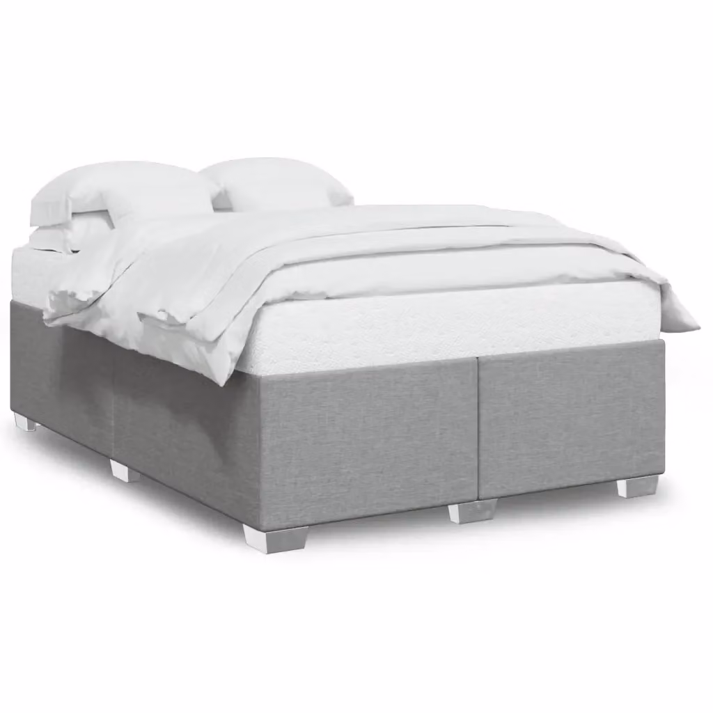 vidaXL Giroletto senza Materasso Grigio Chiaro con Struttura Imbottita e Listelli in Legno L/P/H: 140 x 200 cm – 2