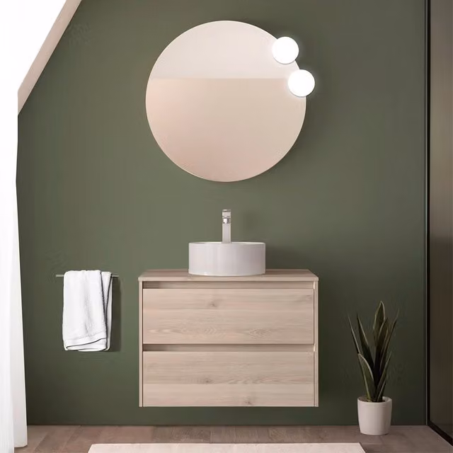 Mobile bagno sospeso Inbagno rovere bali con top per lavabo da appoggio Gaya marrone – 1