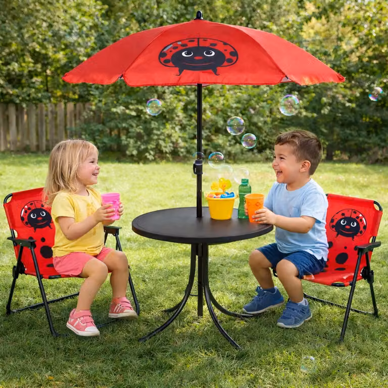 set di mobili da campeggio per bambini da 4 pezzi sedia da campeggio all'aperto tavolo ombrellone