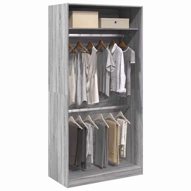 Armadio vidaXL Grigio con Ante a Battente in Legno e MDF L: 100 cm, P: 50 cm, H: 200 cm