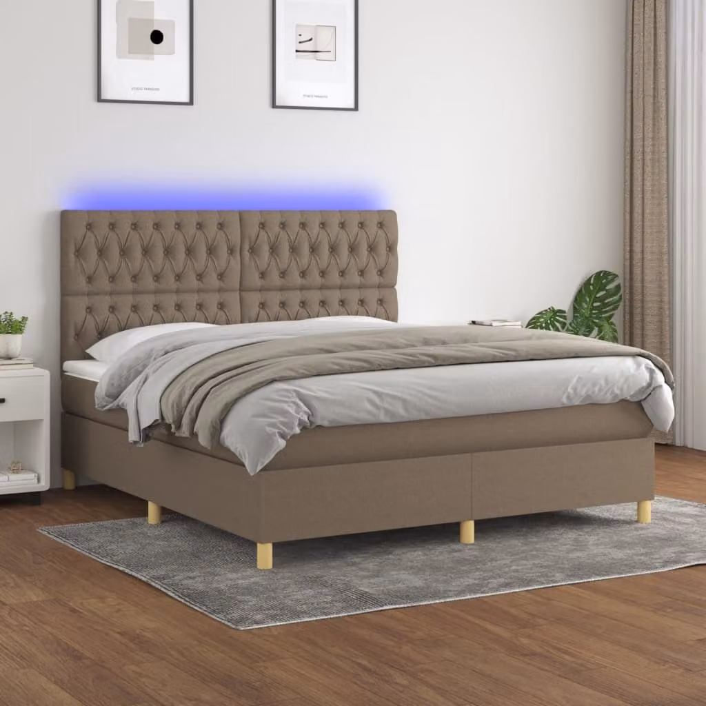 Maison Exclusive - Letto a Molle con Materasso e LED Tortora 180x200 cm in Tessuto