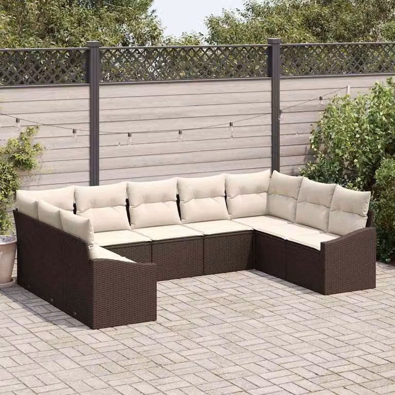 Maison Exclusive - Set di divani da salotto, 9 pezzi, color marrone [Materiale sintetico]: rattan sintetico