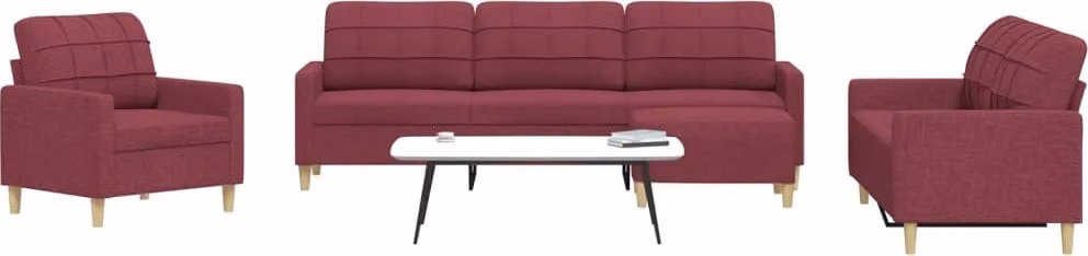 Maison Exclusive - Set divano 4 pezzi con poggiapiedi in tessuto bordeaux
