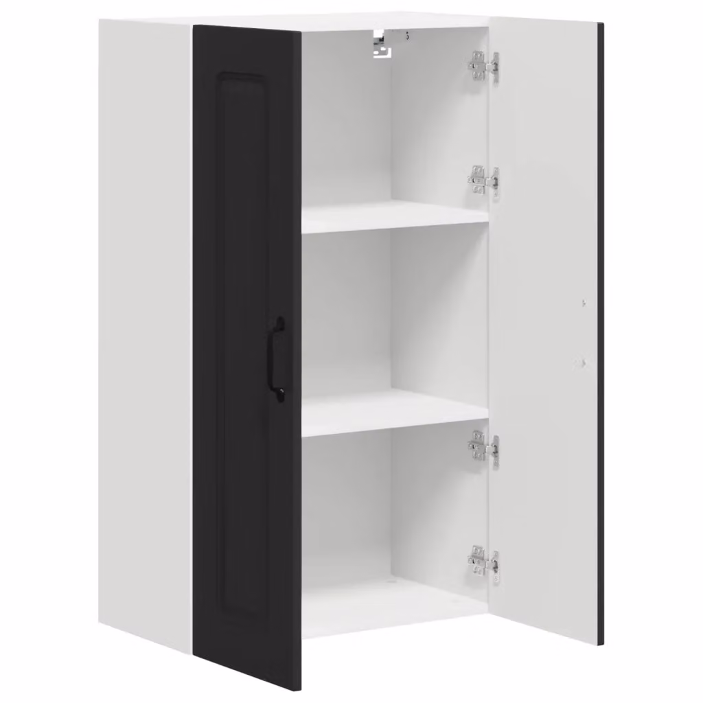 Mobile da parete moderno HELLOSHOP26 per cucina o soggiorno in legno composito nero opaco L: 60 cm, P: 31 cm, H: 100 cm – 2
