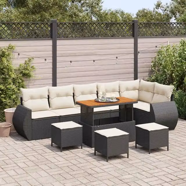 Set Divano da Giardino 10 pz Nero polyrattan 3361900