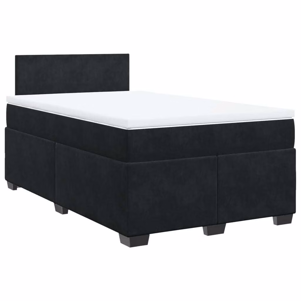 Giroletto a Molle con Materasso Nero 120x200 cm in Velluto