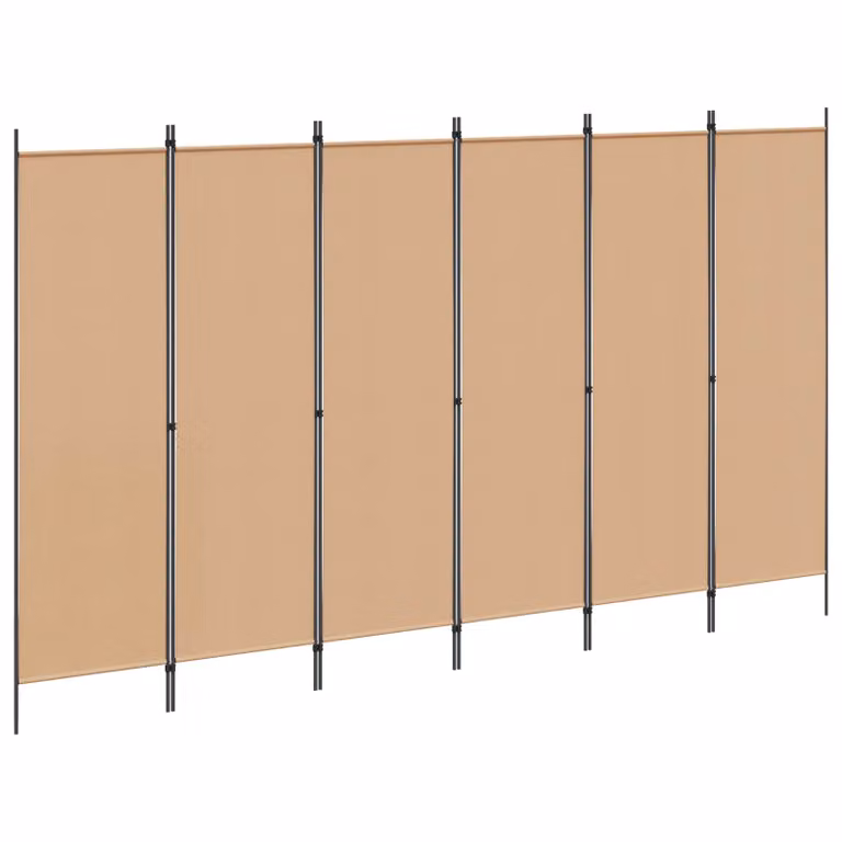 Divisore per stanza vidaXL a 6 pannelli beige in tessuto, L 300 cm x H 180 cm