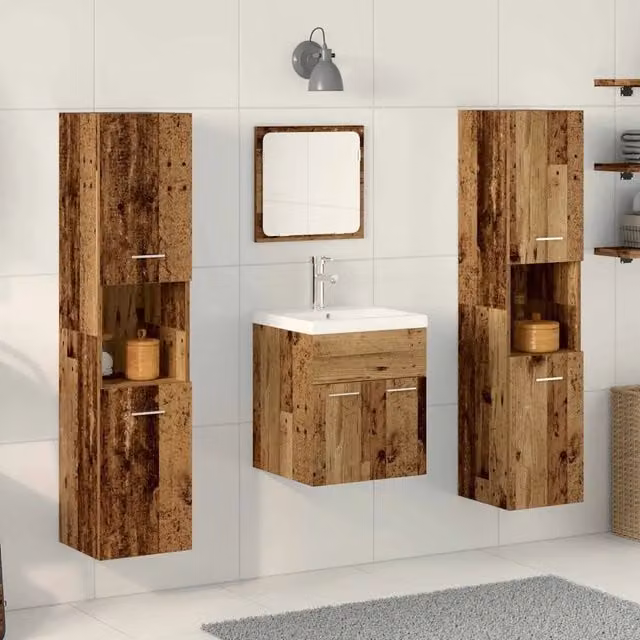 Set di mobili per il bagno 4 pz Legno vecchio 3332564