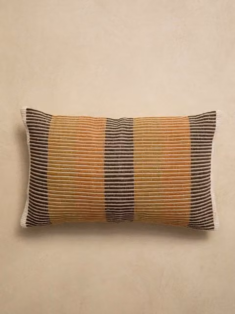 Cuscino Tail a righe Kenay Home in cotone con fodera rimovibile e lavabile, colori beige, blu o arancione, L: 30 cm, P: 30 cm