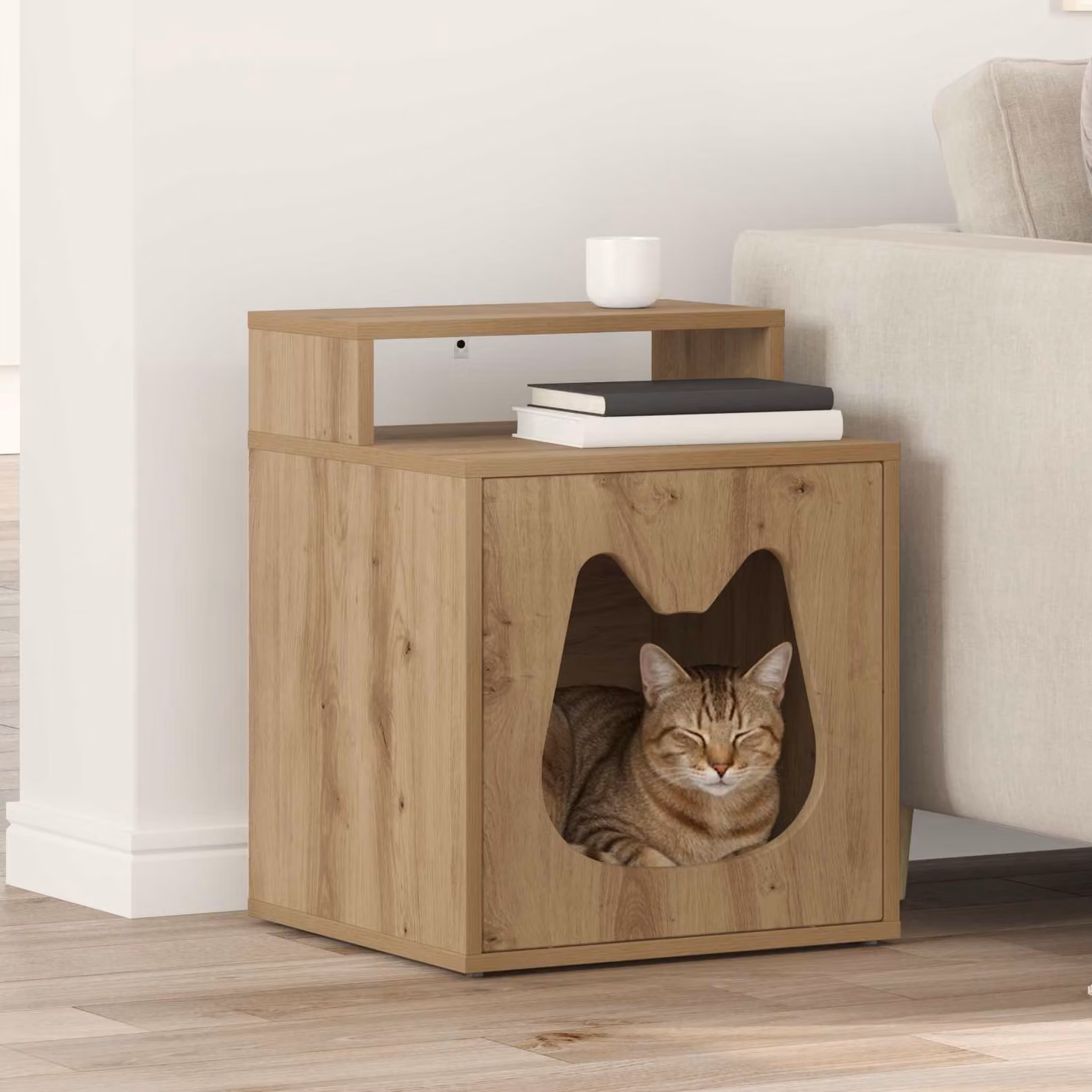 Casa per gatti vidaXL in legno color marrone, L 42,5 cm x P 40 cm x H 53,5 cm