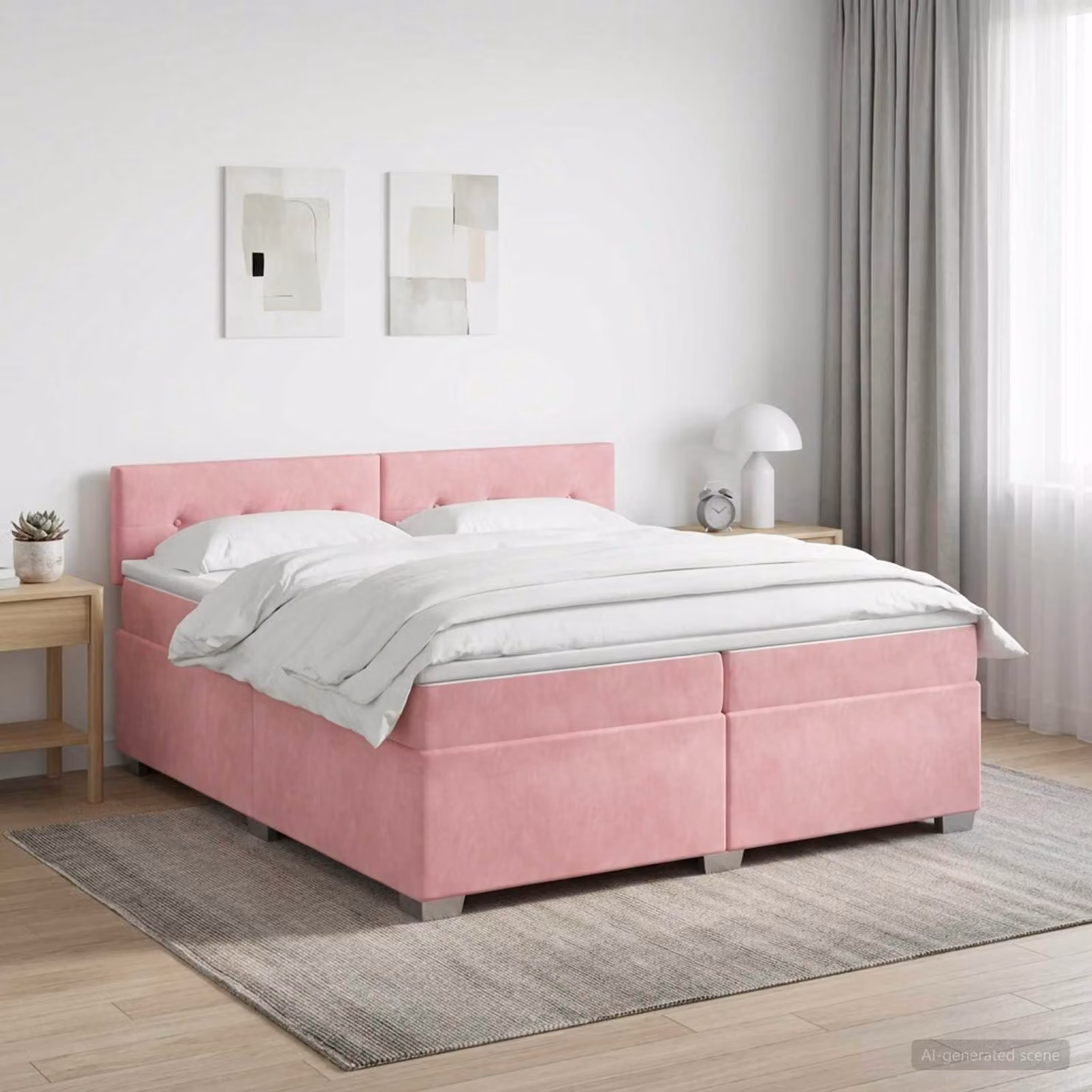 Maison Exclusive - Letto boxspring con materasso e testiera Rosa 200 x 200 cm in velluto
