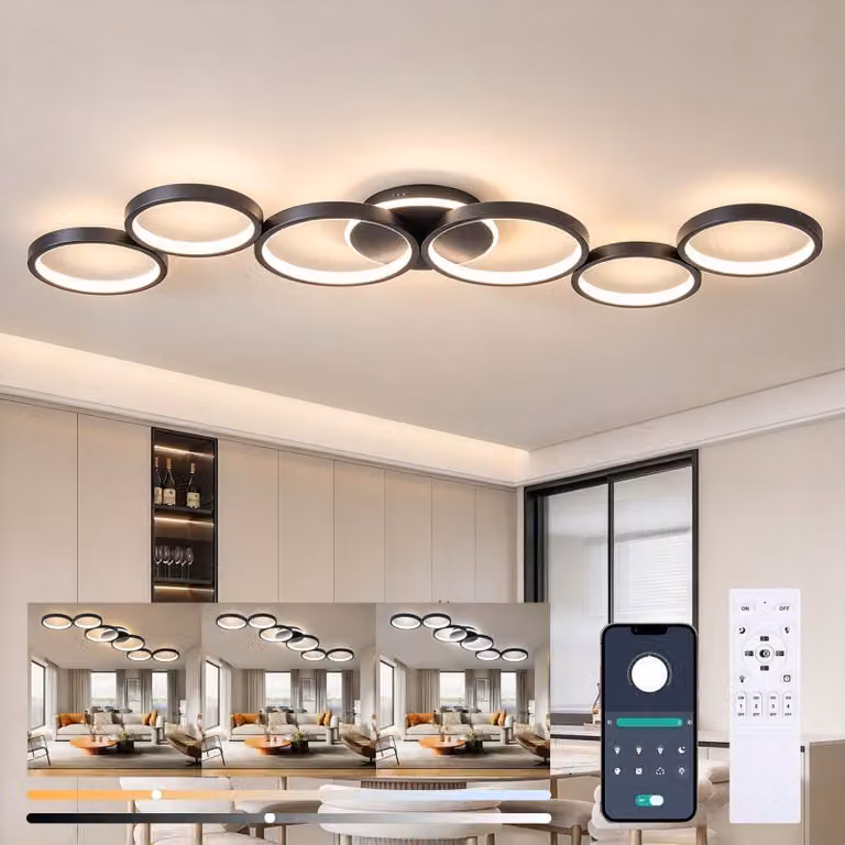 Lampada a soffitto LED, dimmerabile, ideale per il soggiorno, colore nero