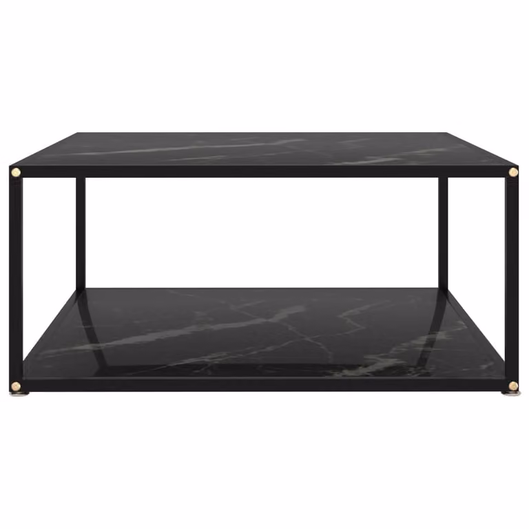 Tavolino da Salotto Nero 80x80x35 cm in Vetro Temperato