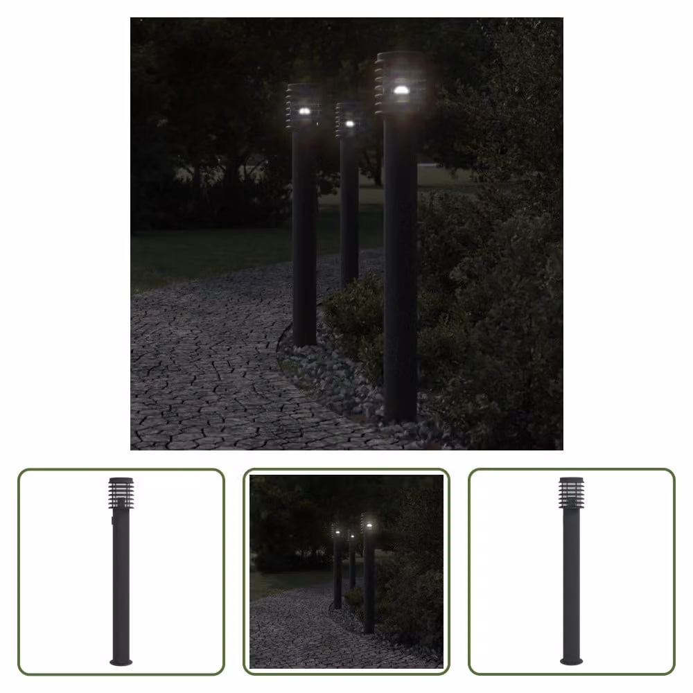 Lampada da percorso The Living Store con presa di corrente, nera, 110 cm, acciaio inossidabile