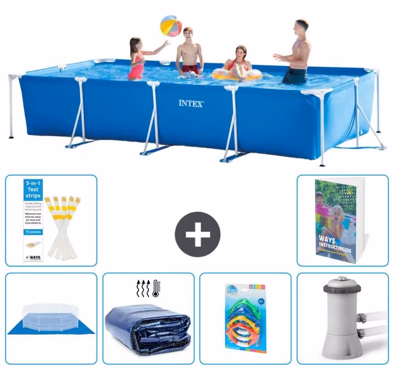 Piscina fuori terra rettangolare - 450x220x84 cm - composta da 5 elementi, modello S46