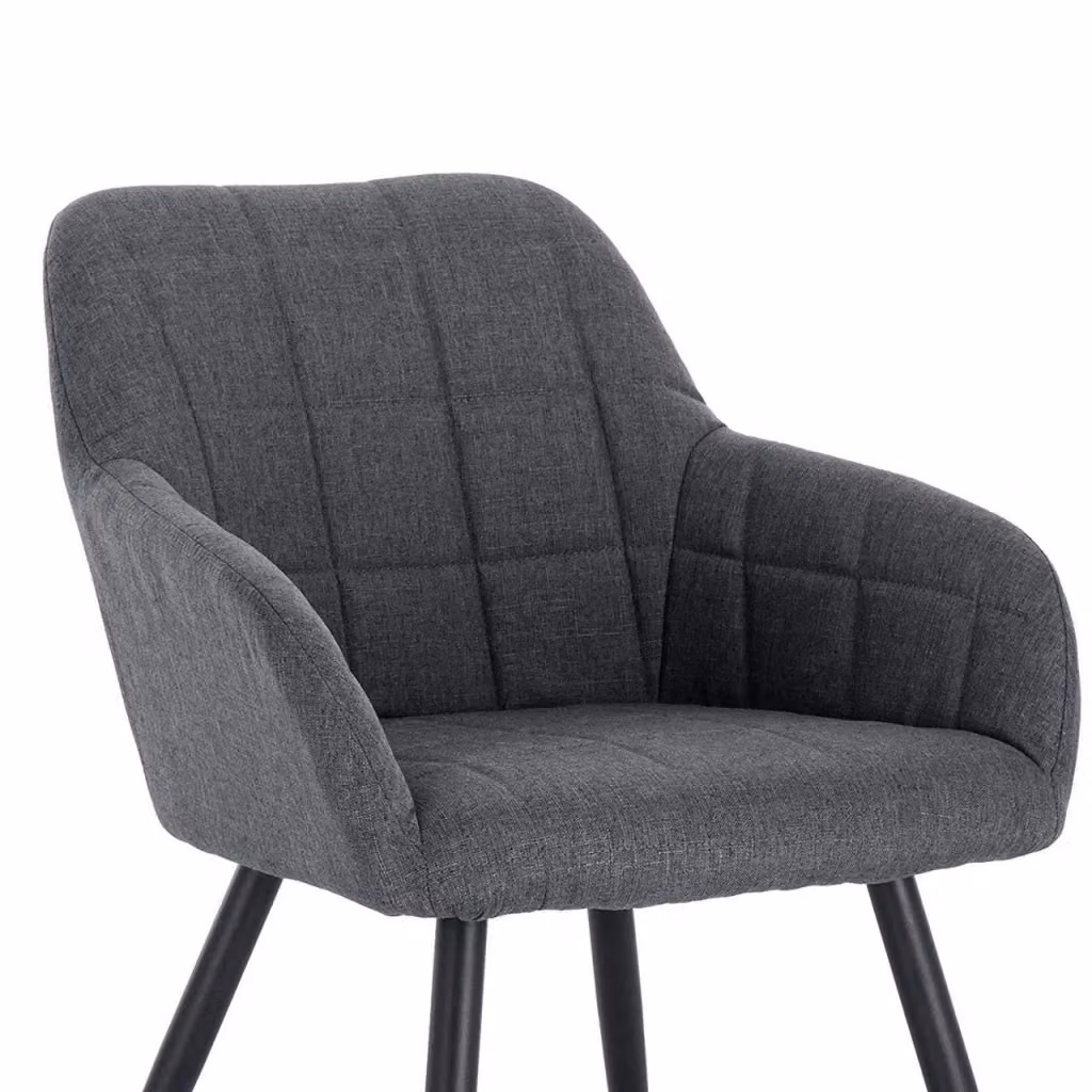 Set di 2 sedie da pranzo moderne in lino grigio scuro con struttura in metallo matt – 2