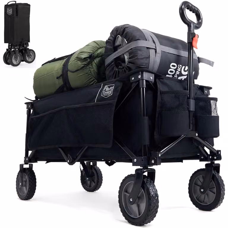 Carrello da spiaggia pieghevole Timber Ridge con portabibite, capacità massima 100 kg