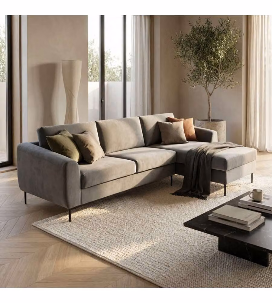 Divano con chaise longue Cosma Gregory moderno in tessuto grigio L/P/H: 280 x 85 x 97 cm – 1