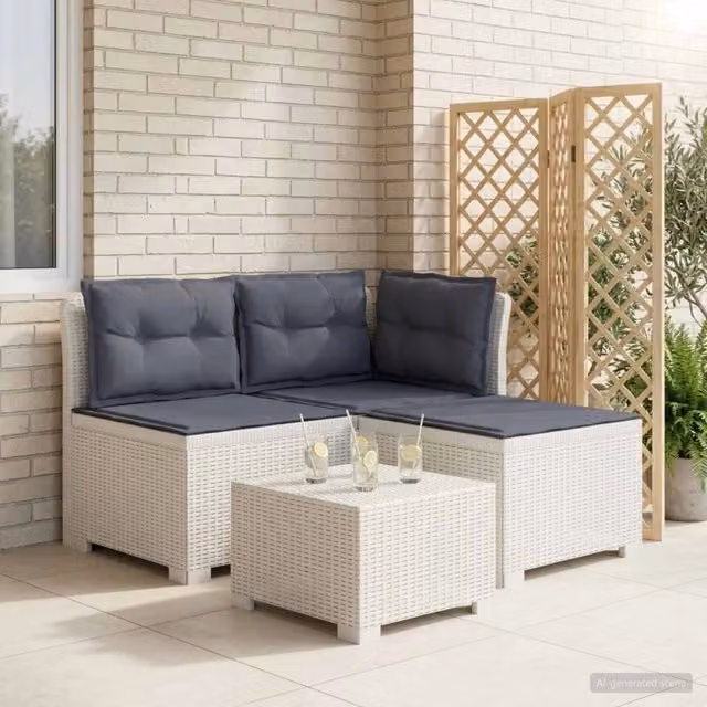Divano da giardino 3 posti con cuscini in look rattan 3 posto 8011915