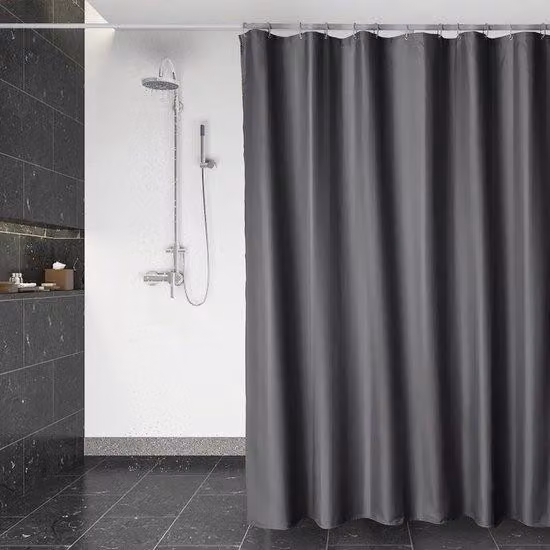 Tenda da bagno trasparente in poliestere, 180 x 200 cm, grigio scuro, 12 anelli