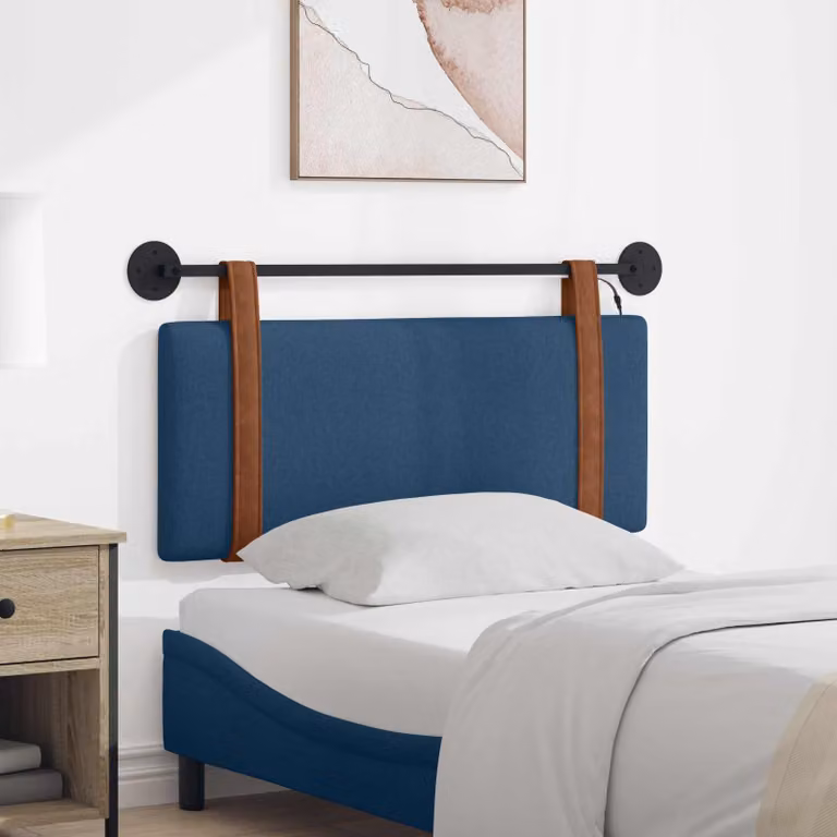 Testiera da letto sospesa vidaXL in similpelle blu con luce LED integrata