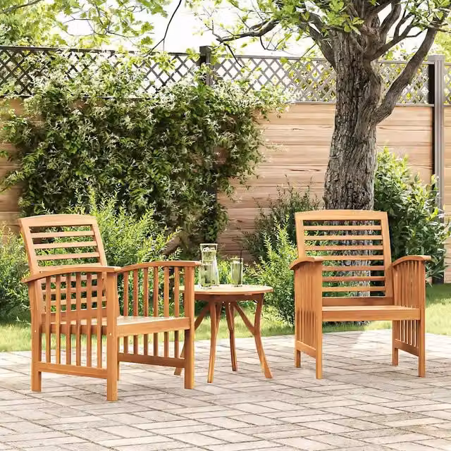 Set di 2 sedie da giardino vidaXL in legno massello d'acacia oliato marrone con braccioli
