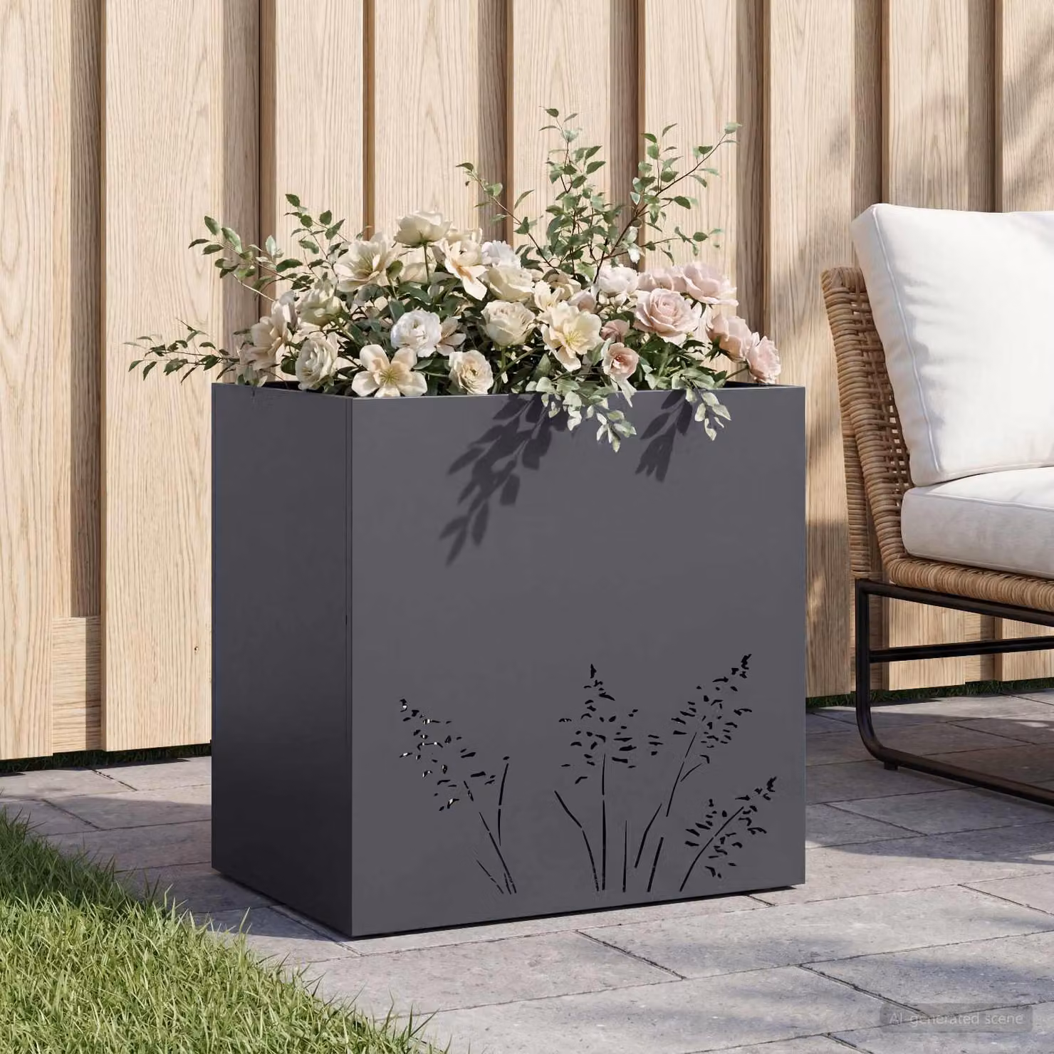 Vaso da giardino vidaXL in metallo Antracite L: 50 cm, P: 30 cm, H: 49 cm