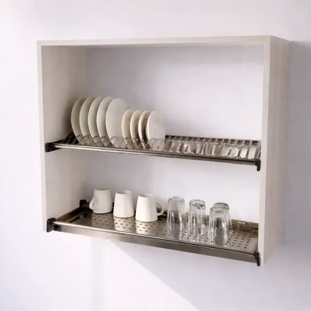 Pensile Scolapiatti Calandrelli in Larice Bianco Opaco H 72 x L 80 x P 33 cm