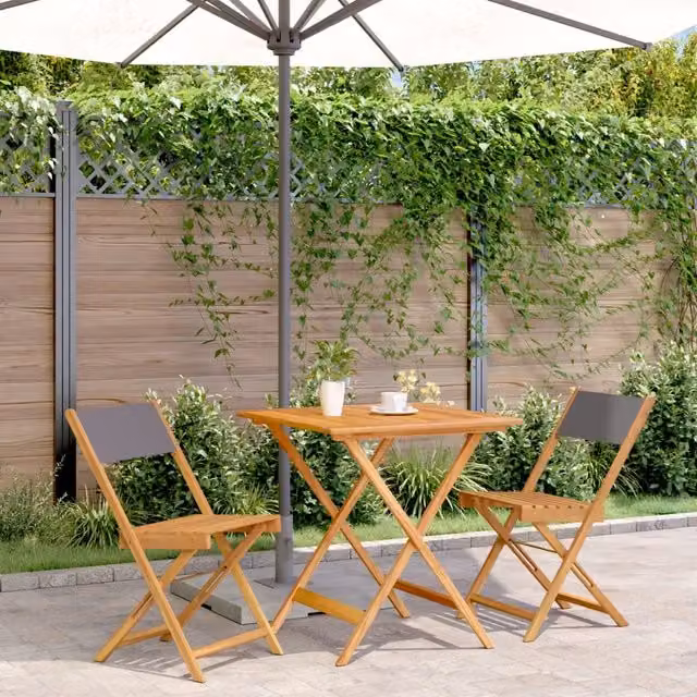 Set da Bistrot vidaXL 3 Pezzi in Legno di Acacia Olio Colore Antracite per Giardino e Terrazzo – 1