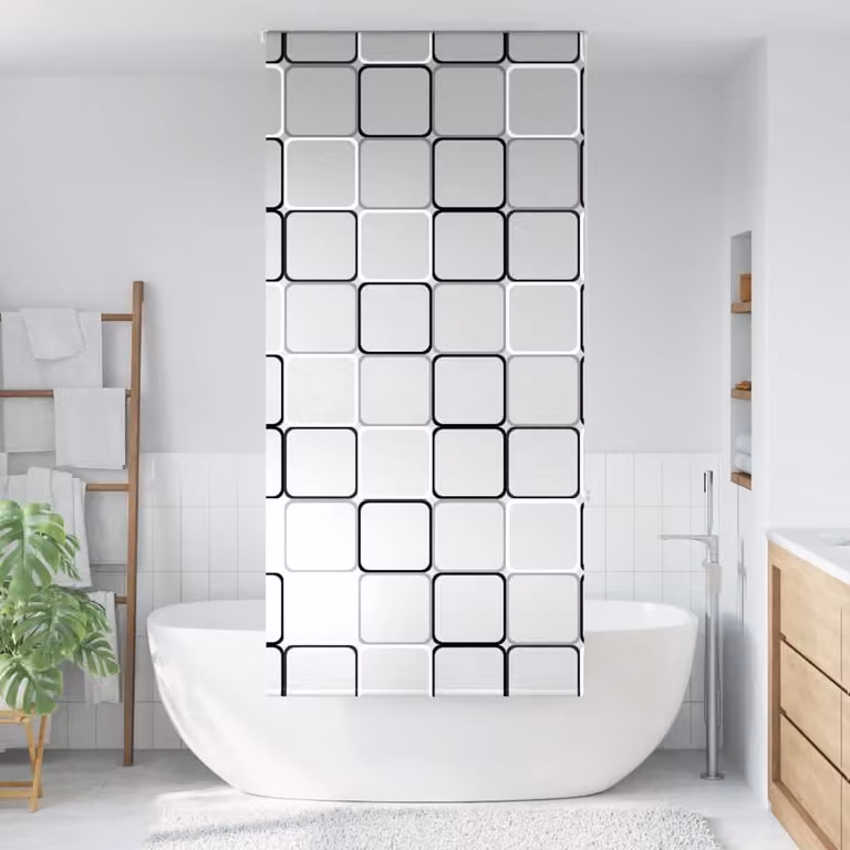 vidaXL Tenda a Rullo per Doccia con Grafica Multicolore, L: 100 cm, H: 240 cm