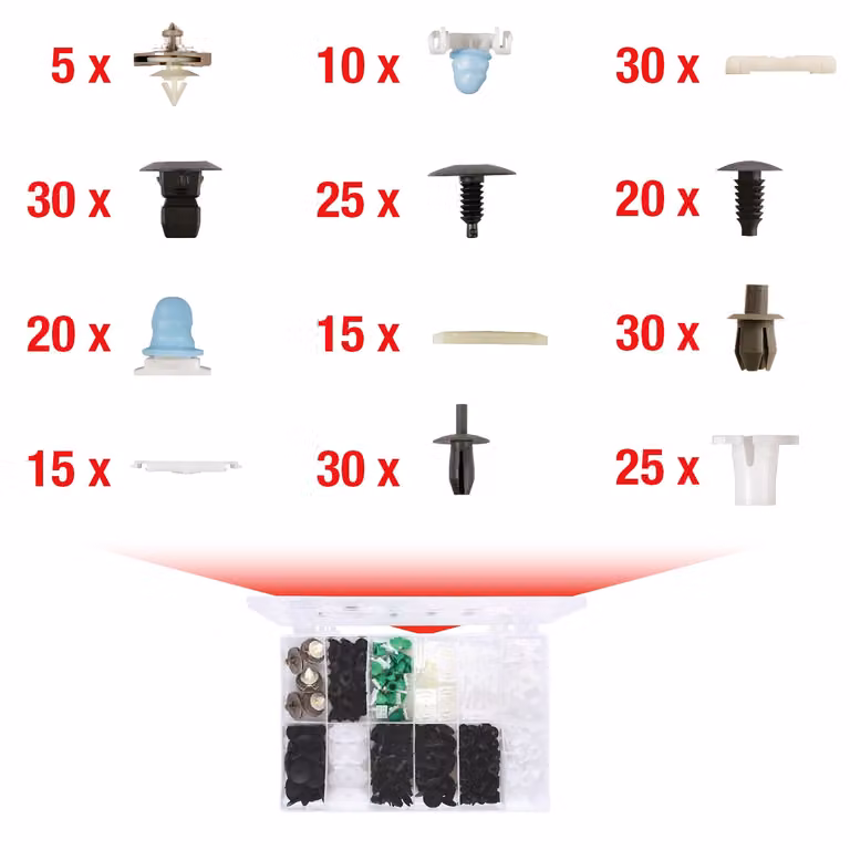 KS TOOLS Set di clip di fissaggio per Volkswagen 255 pezzi - 420.0850
