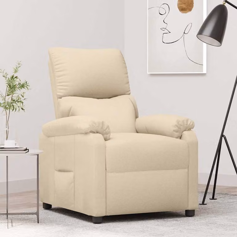 vidaXL Poltrona Reclinabile Relax in Tessuto Beige con Braccioli e Regolazione Manuale