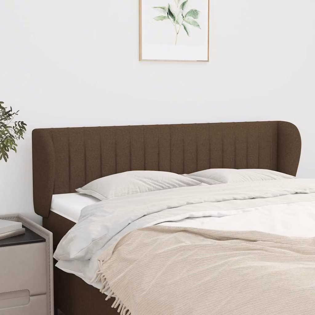 Testiera ad orecchio vidaXL in tessuto marrone scuro L: 147 cm, P: 23 cm, H: 78-88 cm
