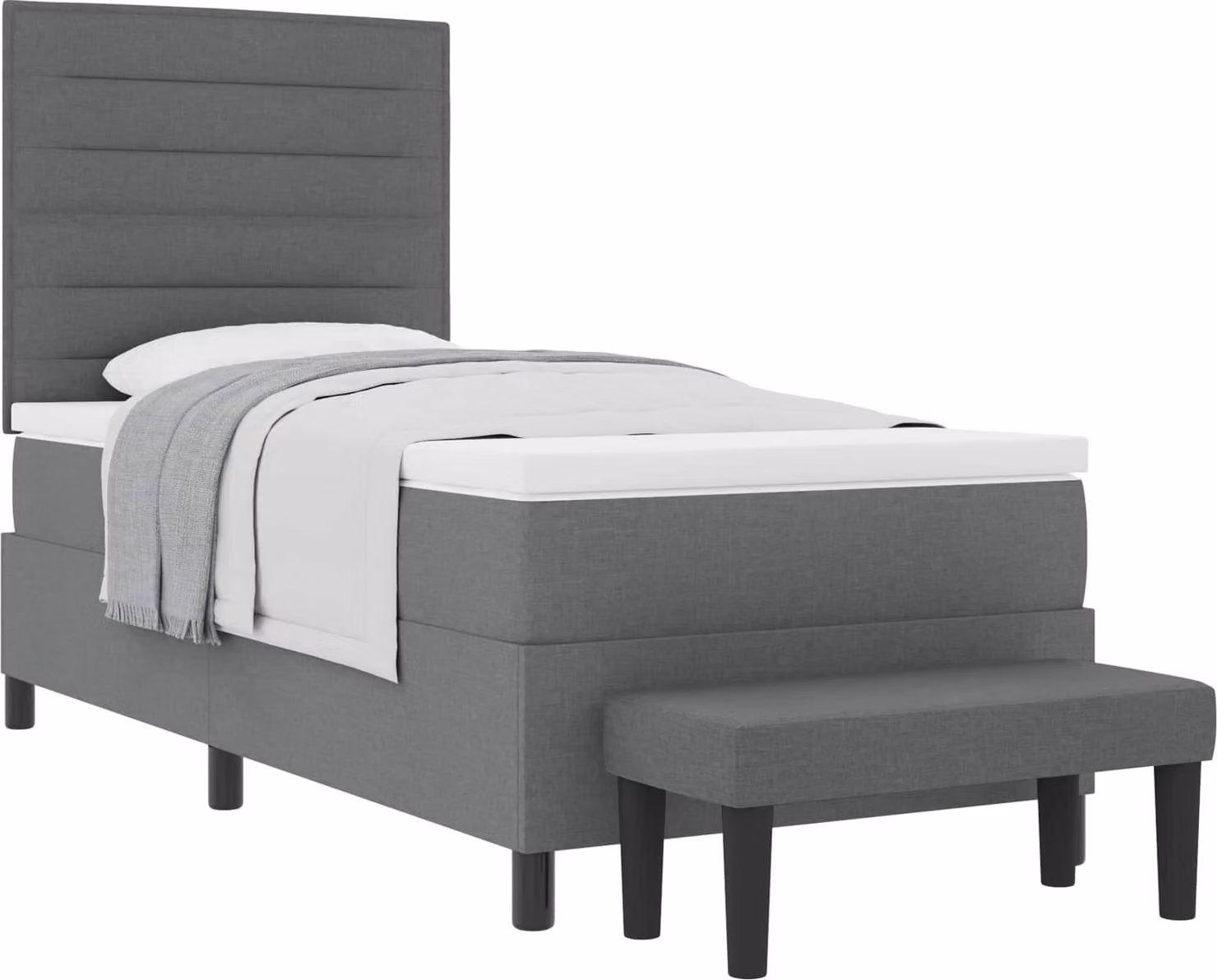 Letto a molle con testiera Grigio scuro 100 x 200 cm Tessuto