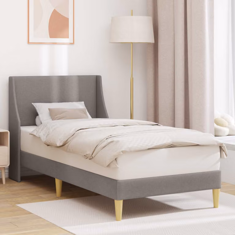 Struttura del letto moderna vidaXL in tessuto beige e legno, L/P/H: 202 x 100 x 96 cm