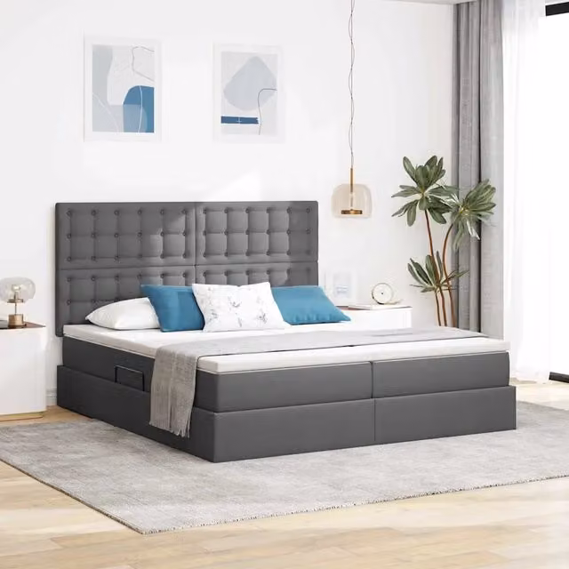 Letto con contenitore e illuminazione LED vidaXL Grigio, L/P/H: 200 x 200 x 128 cm